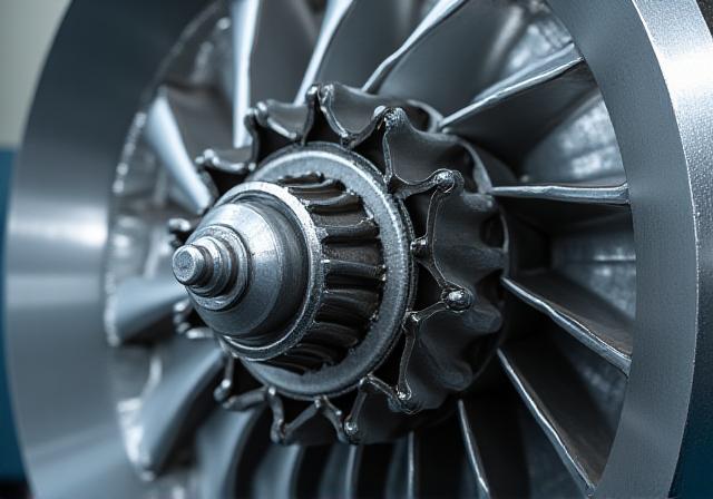 Componente de turbina limpio y libre de óxido tras decapado químico